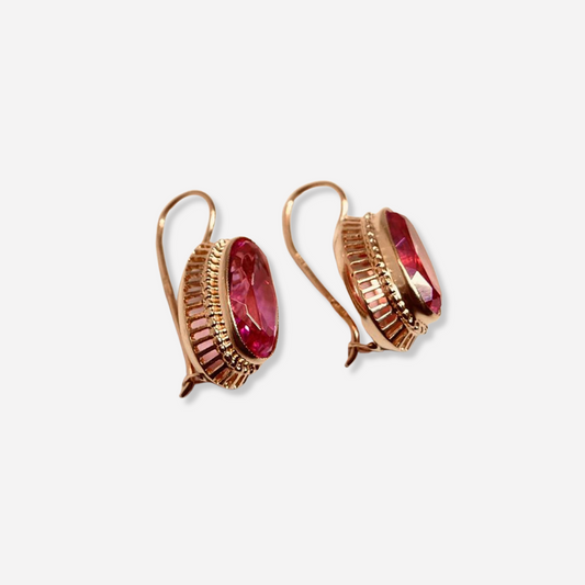 ÉCLAT™ — Pendientes Rosa en Oro Rosa con Cristales