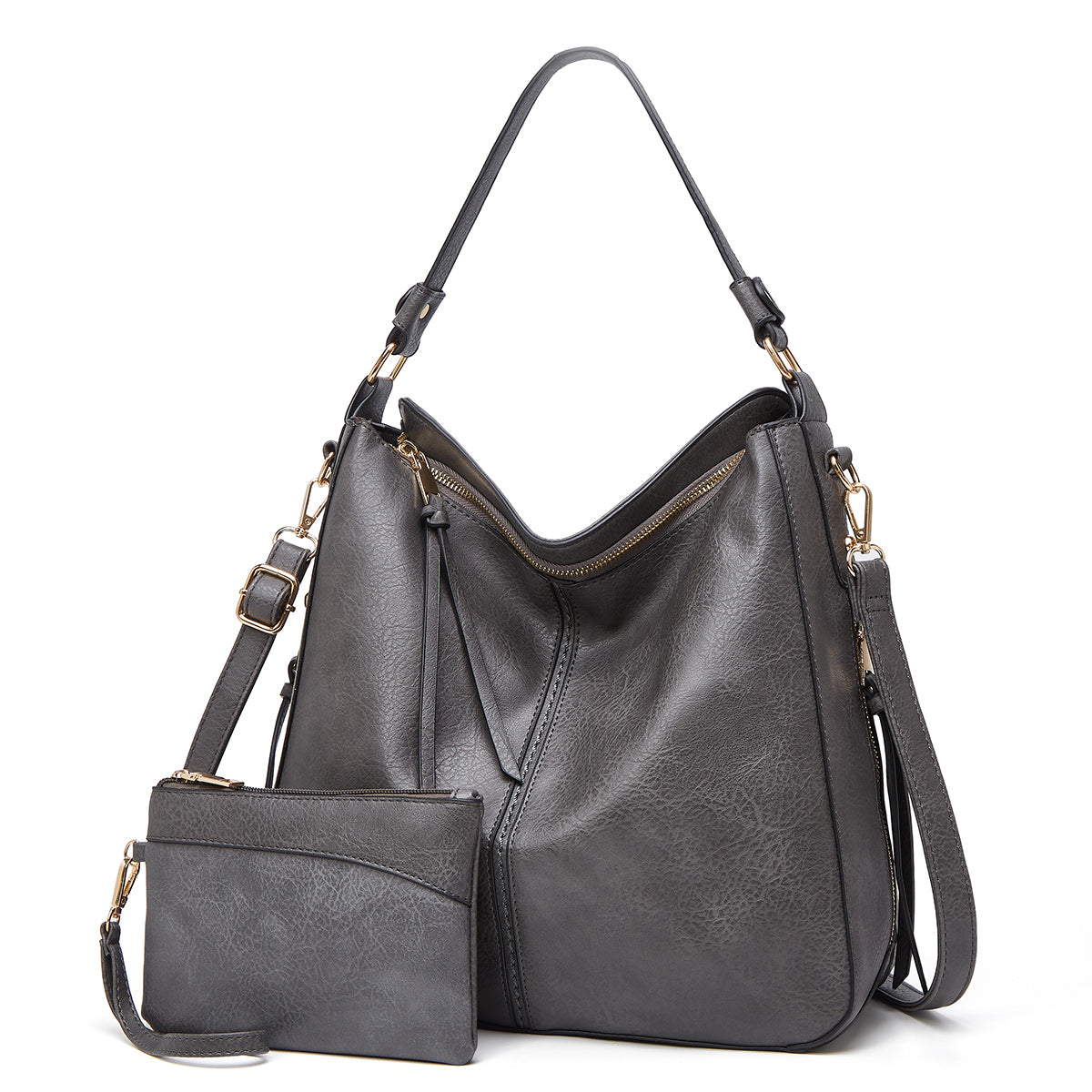 MEZTLI™ – Bolso hobo Valentina de cuero vegano con cartera incluida