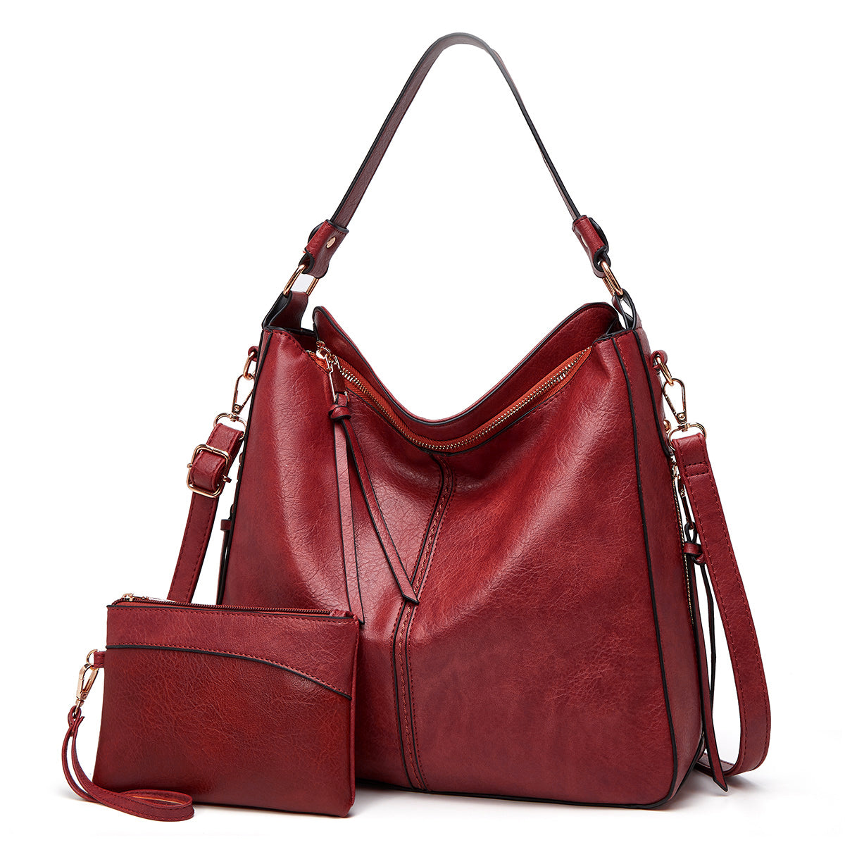 MEZTLI™ – Bolso hobo Valentina de cuero vegano con cartera incluida