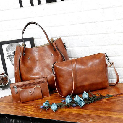 MEZTLI™ – Set Riley de 4 bolsos de cuero vegano vintage