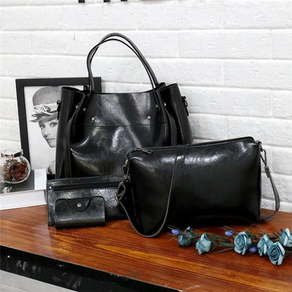 MEZTLI™ – Set Riley de 4 bolsos de cuero vegano vintage