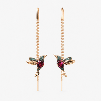 ÉCLAT™ — Pendientes Hilo Colibrí Oro y Cristales