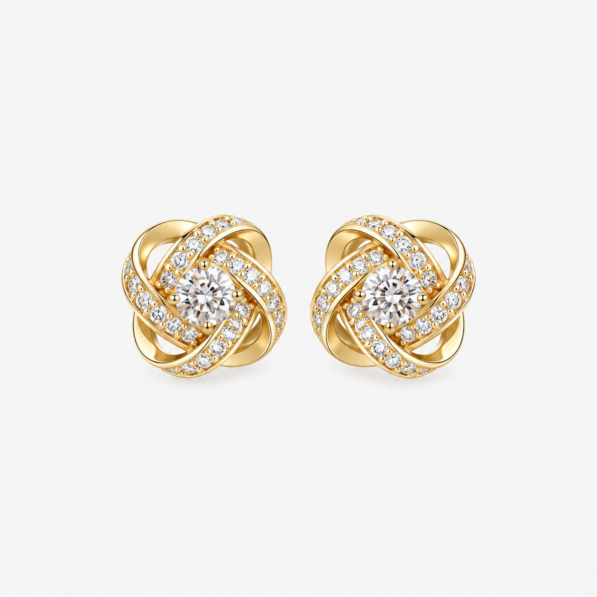 ÉCLAT™ — Pendientes Dorados Espiral Floral con Cristales