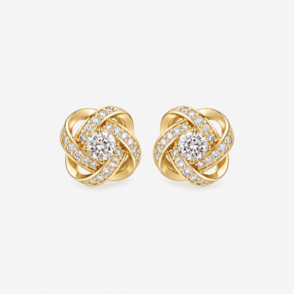 ÉCLAT™ — Pendientes Dorados Espiral Floral con Cristales