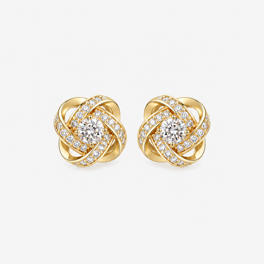 ÉCLAT™ — Pendientes Dorados Espiral Floral con Cristales