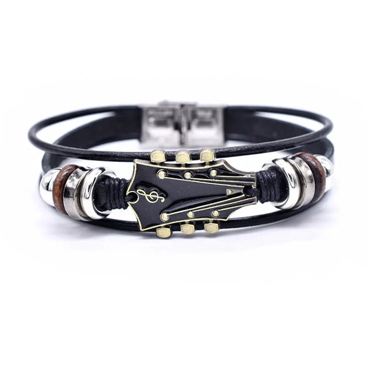 Pulsera de Cuero de Guitarra Hecha a Mano