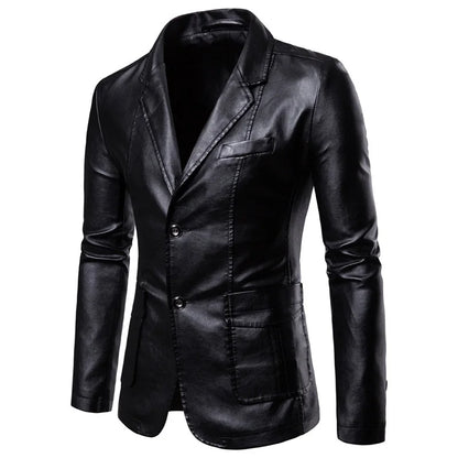 Blazer de piel sintética vintage negro