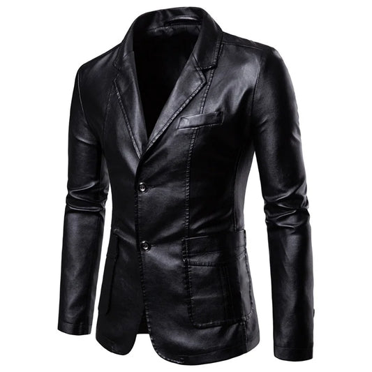Blazer de piel sintética vintage negro