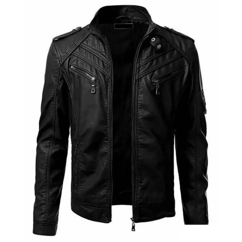 Chaqueta de piel sintética slim fit negra