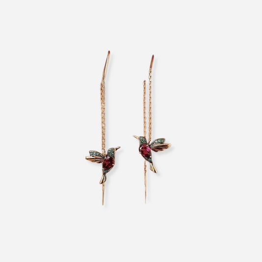 ÉCLAT™ — Pendientes Colibrí en Oro Fino