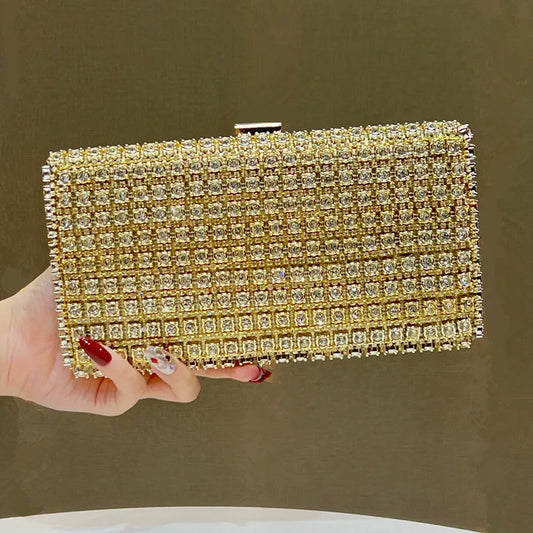 Bolso de noche con pedrería dorado