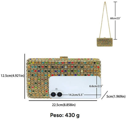Medidas del bolso: 22,5 × 12,5 × 5 cm, cadena de 60 cm, 430 g