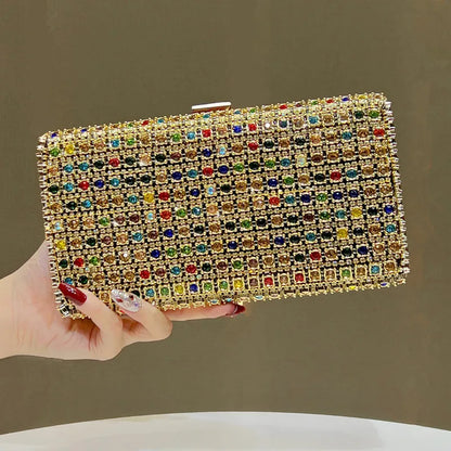 Bolso de noche con pedrería multicolor