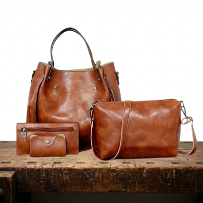 MEZTLI™ – Set Riley de 4 bolsos de cuero vegano vintage