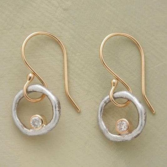Aretes Vintage de Oro y Plata con Zirconia Cúbica