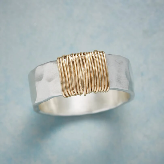 Anillo de Plata con Hilo de Oro Vintage