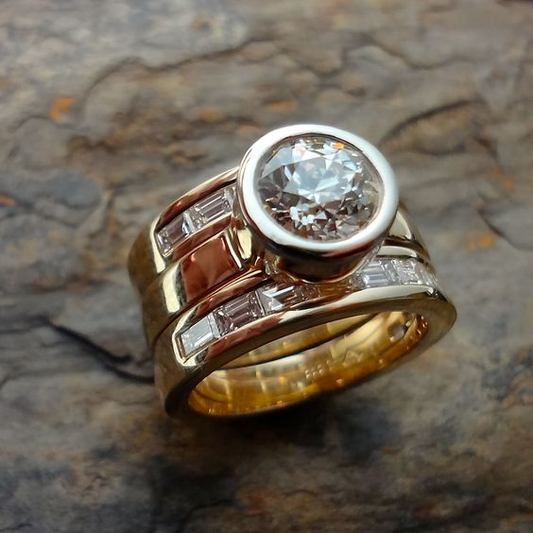 Anillo Vintage con Vidrio Laminado